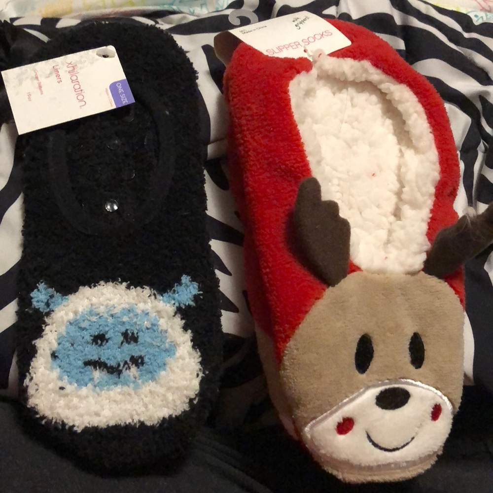 Slipper Socks and Fuzzy No-show Bundle